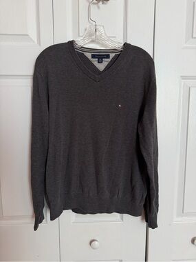 Tommy Hilfiger Unisex Dark Gray V-Neck Sweater